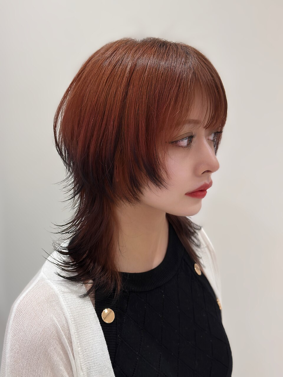 ウルフカット/デザインカラー/エンドカラー/レッド/ピンクカラー