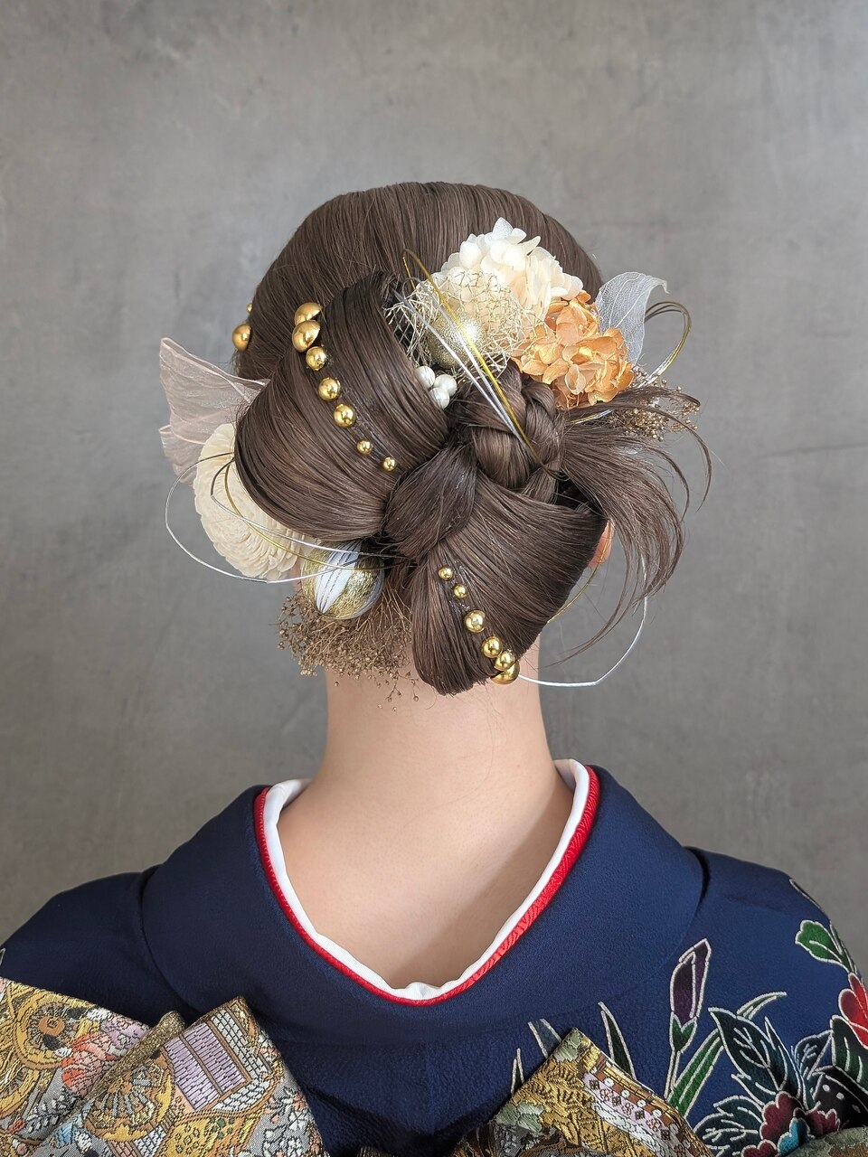 成人式ヘアセット　カチモリ リボンヘア