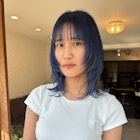 ダブルカラー/ネイビーブルー×レイヤースタイル