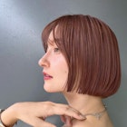 ぱっつんボブ ミニボブ シースルーバング 切りっぱなしボブA0907