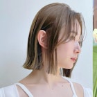 逆三角 外ハネ切りっぱなしボブ オリーブブラウン 垢抜けM0911