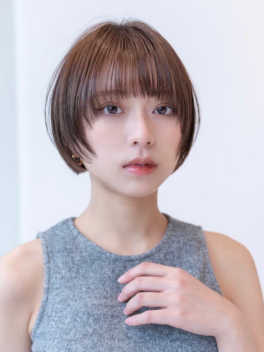 20代30代大人美人ショートボブ/小顔ショートヘア/マロンベージュ