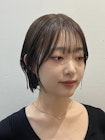 ぱっつりボブ/タッセルボブ×ダークアッシュベージュ