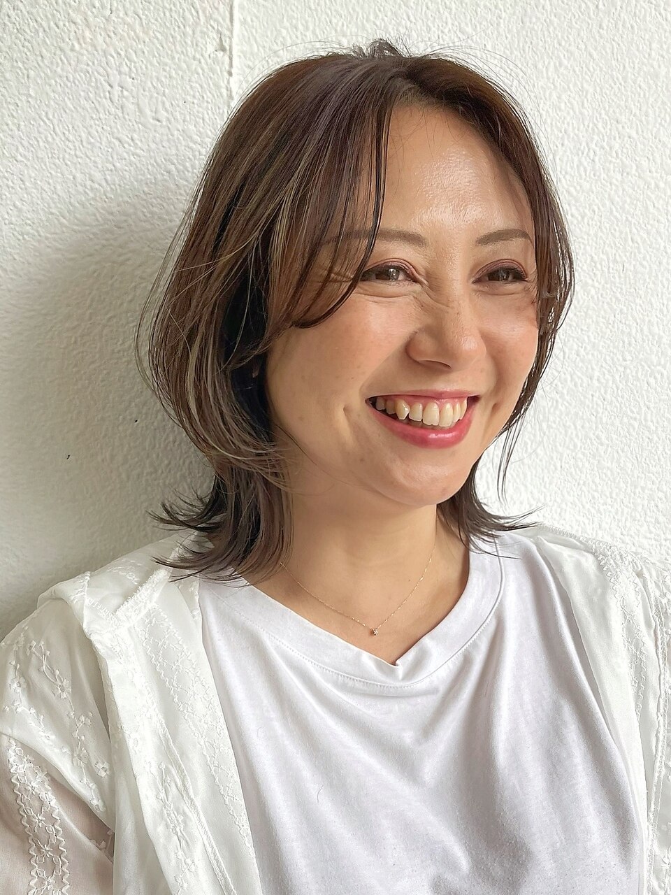 白髪ぼかしハイライト◎くびれレイヤーボブ