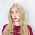 韓国ヘアブロンド顔周りレイヤーハイトーン_F40591