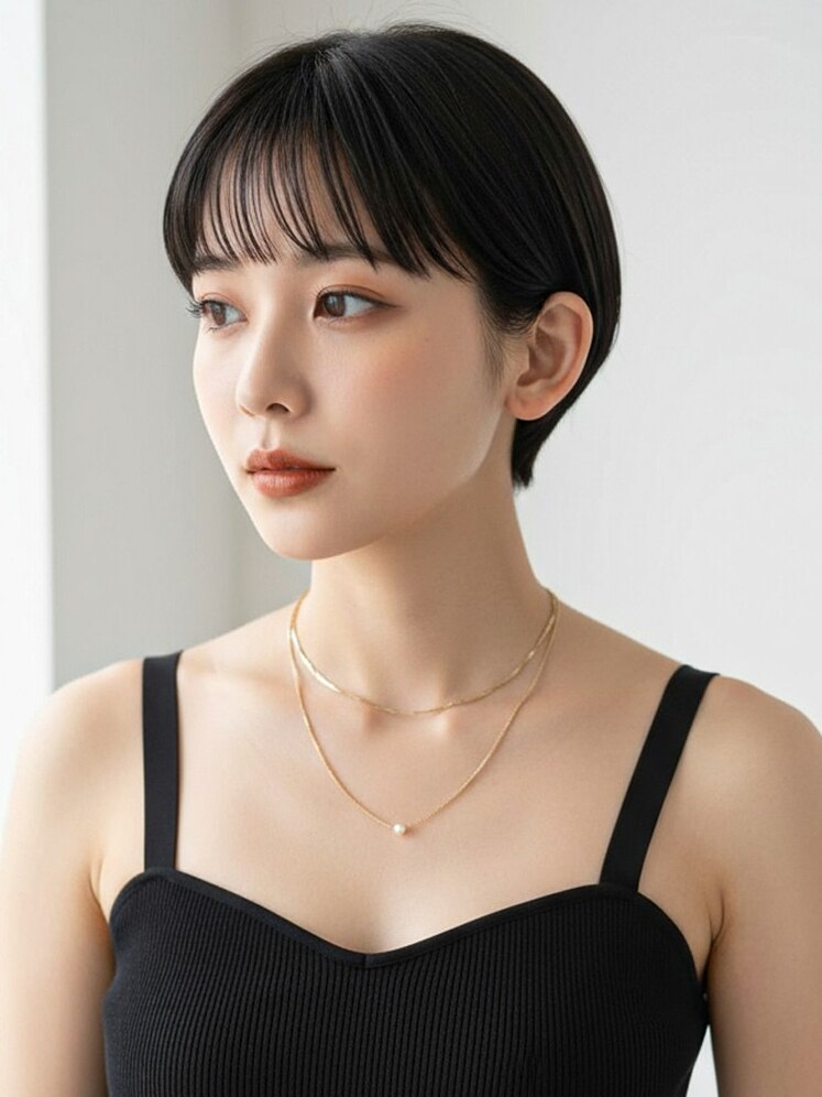 【LOARK】韓国ショート/ブルーブラック／ウルフショート/黒染め