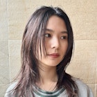 顔まわりカット レイヤー マロンブラウン 銀座