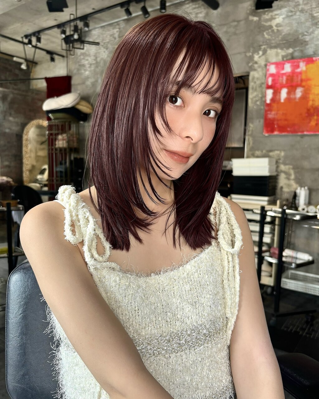 【minx窪島】大人気！　カシスレッド×レイヤーカット