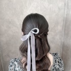 ハーフアップ ヨシンモリ ベロアリボン 参列ヘア 推し活ヘア