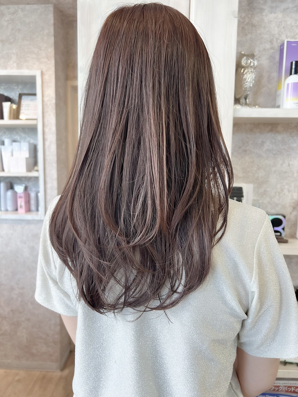 福山市美容室Caaryレイヤーロングヘア透明感パープルブラウン