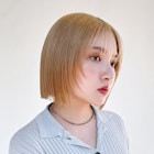 くすみベージュボブルフワンレン秋色オリーブカラー_F0427