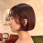 ★切りっぱなしボブ/オレンジ/暖色カラー/内巻きボブ/銀座20代