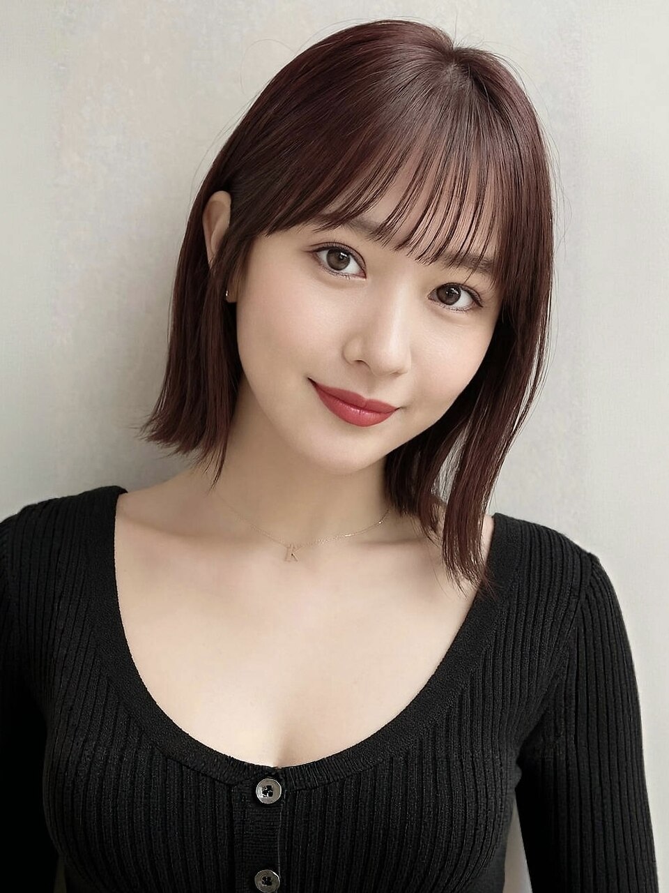 切りっぱなし外ハネボブ艶暗髪シースルーバング