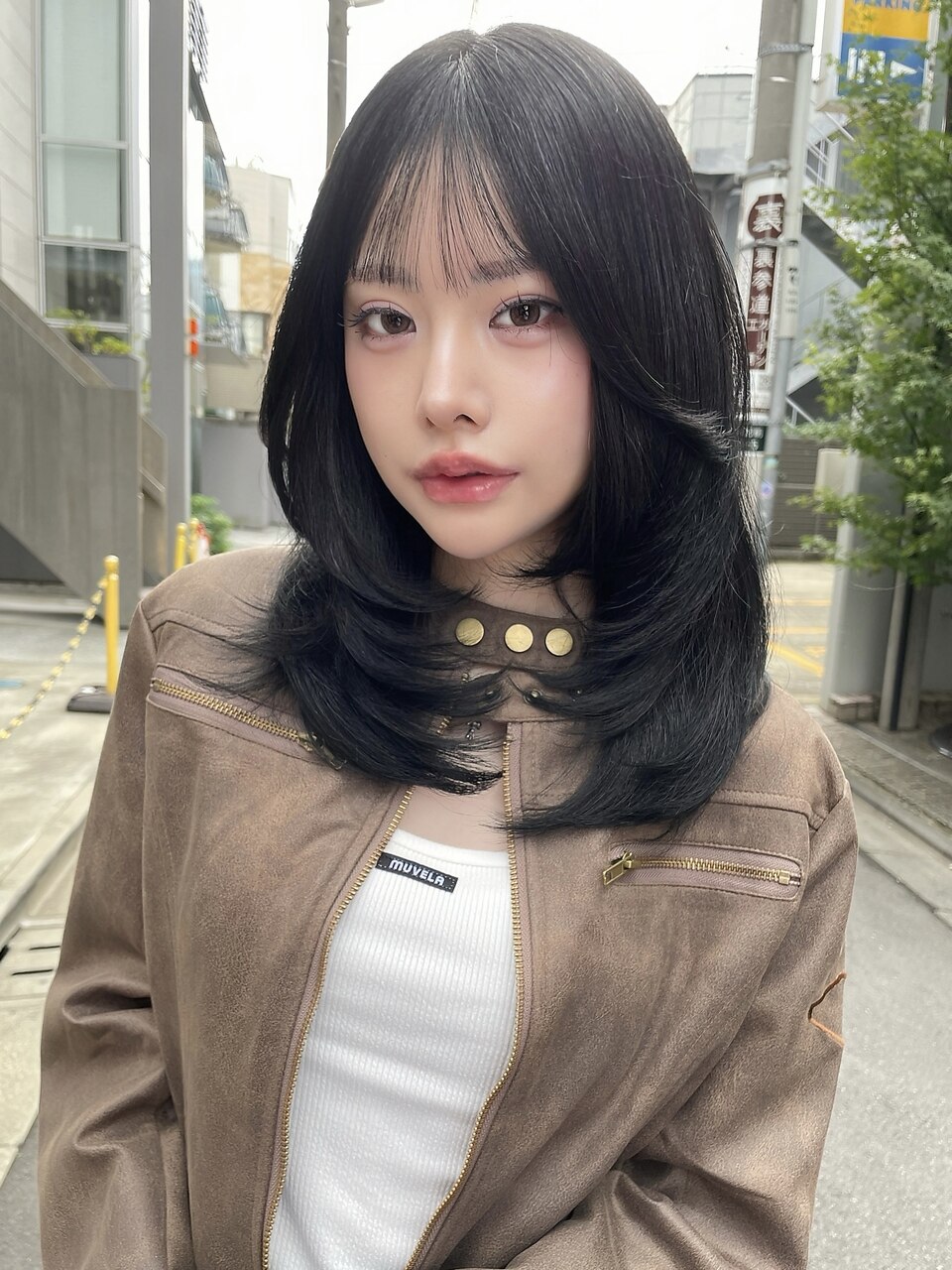 韓国ミディアムレイヤー/グレーブラック