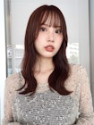 チョコレートブラウン ハッシュカット 波巻き  ロング
