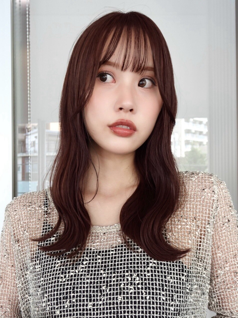 チョコレートブラウン ハッシュカット 波巻き  ロング