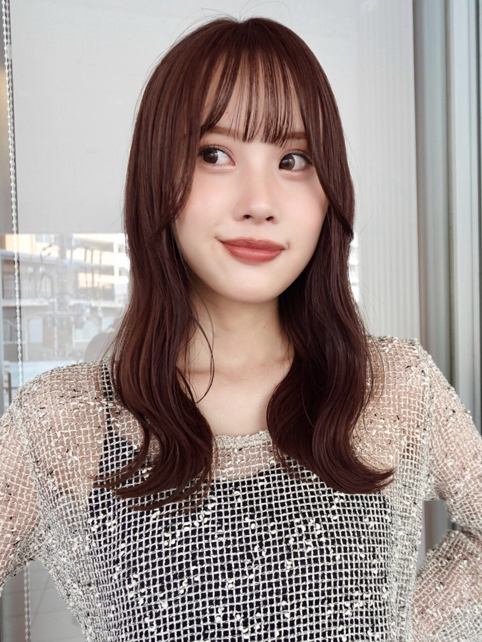チョコレートブラウン ハッシュカット 波巻き ロング