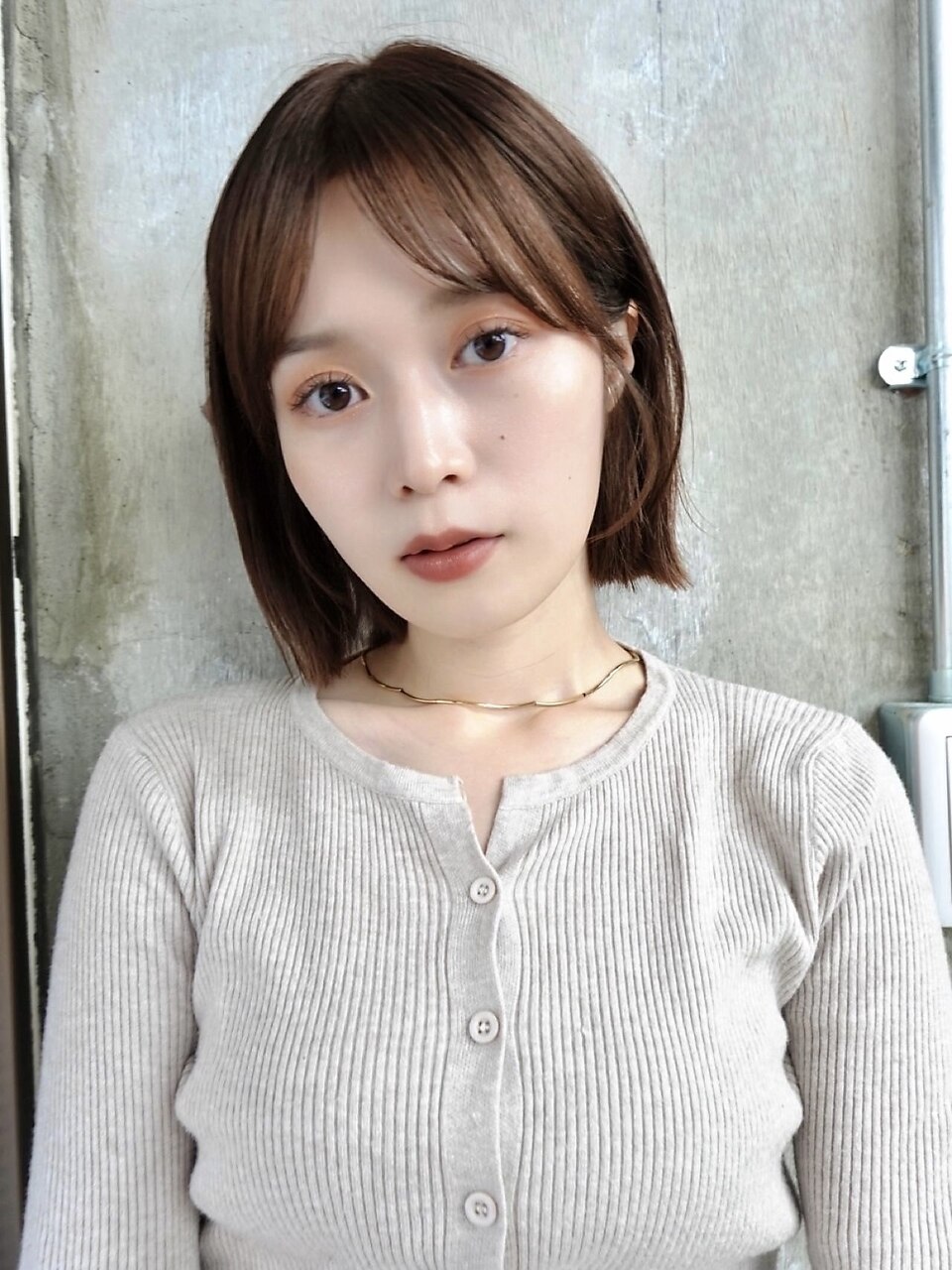 ヘイリーボブ ペールオレンジ バーガンディ 切りっぱなし