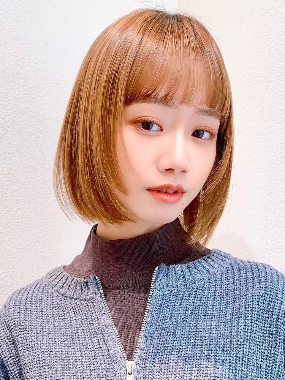 Say.ミニボブ切りっぱなしボブコーラルオレンジローズブラウン