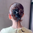 おくれ毛暗めカラーグレージュ韓国ヘア顔周りレイヤー_ba563011