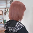 ピンクベージュ/ペールピンク/ブリーチカラー/ボブ/ME -19