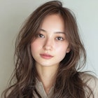 デジタルパーマ前髪長めのセンターパート顔まわりロングレイヤー