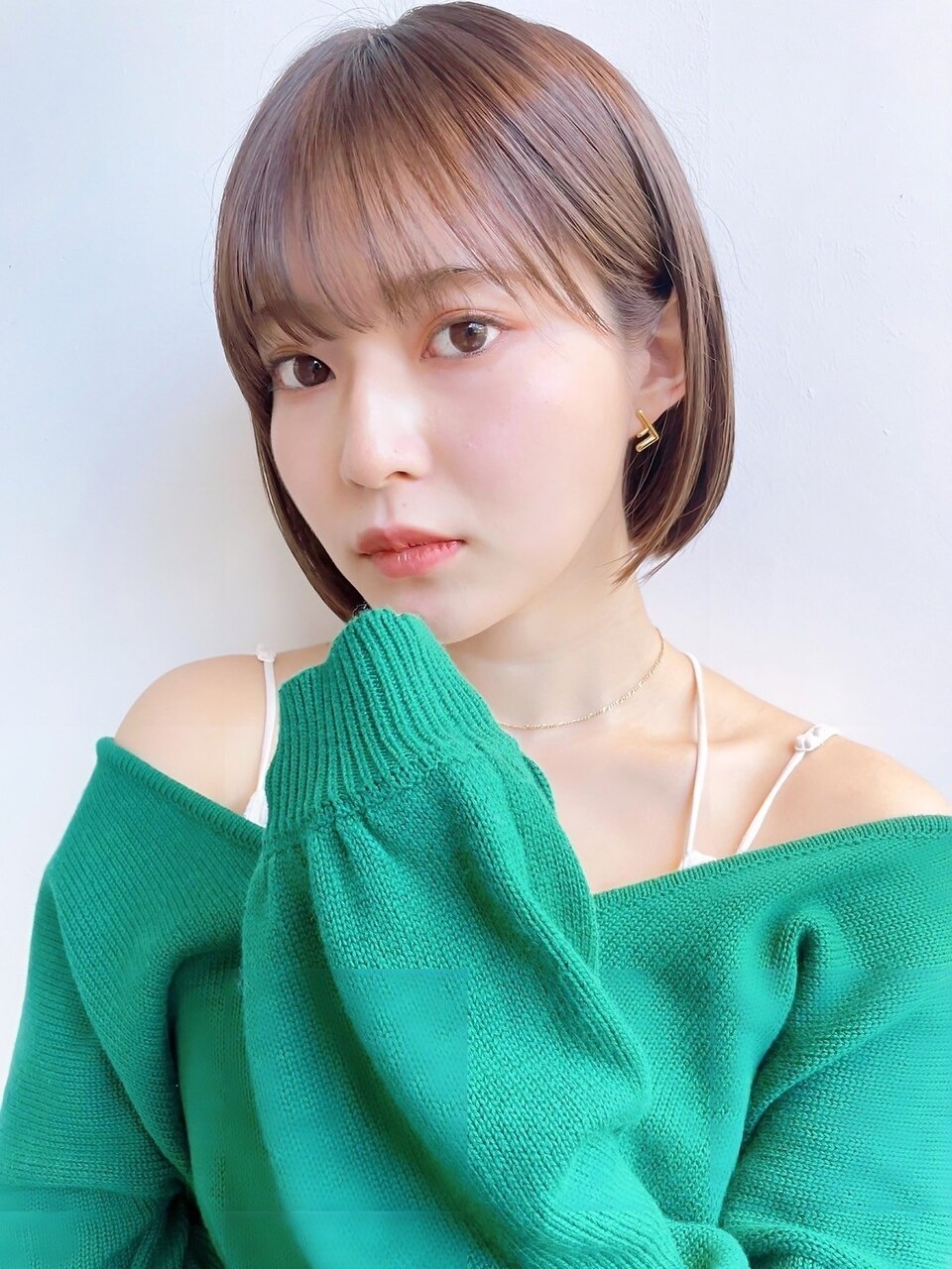 say.ボブミニボブくびれボブレイヤーボブコーラルオレンジ暖色