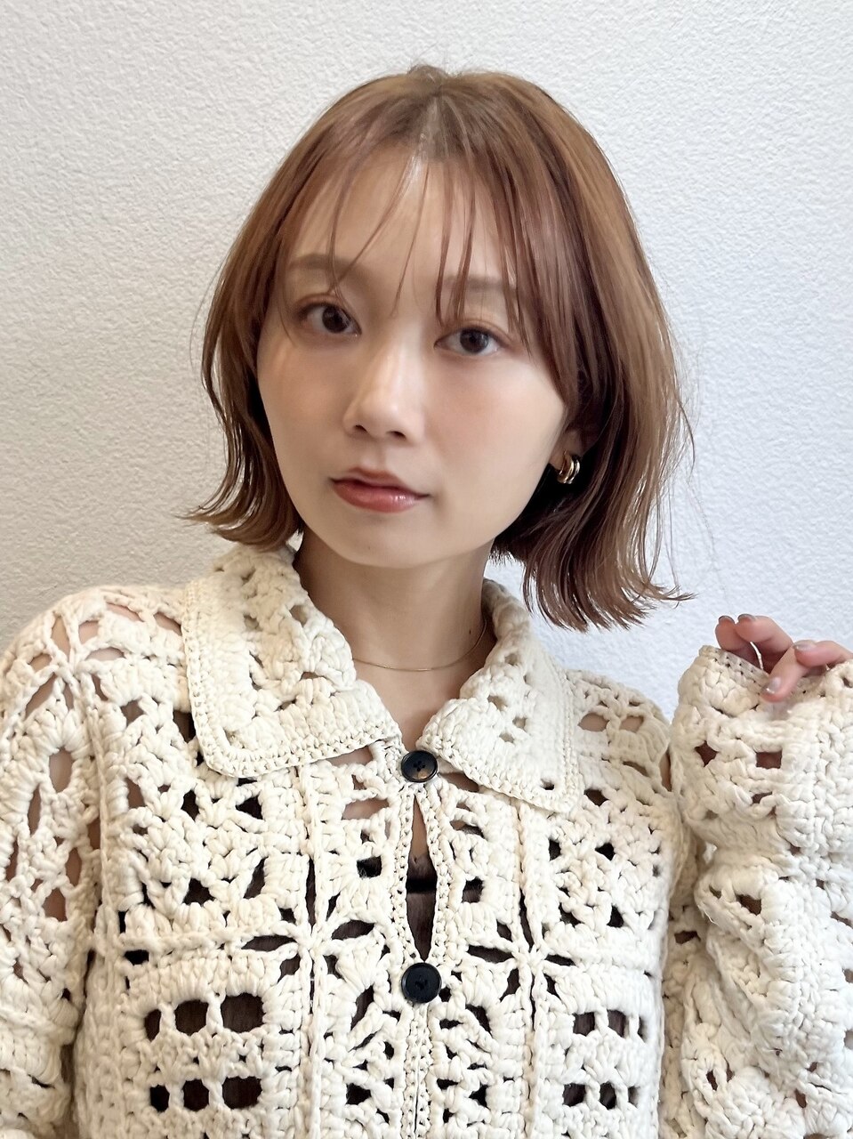 ボブ/外ハネボブ/ボブアレンジ/ピンクベージュ/透明感カラー