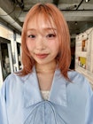 【阿形】アプリコットオレンジミディアムレイヤーハッシュカット