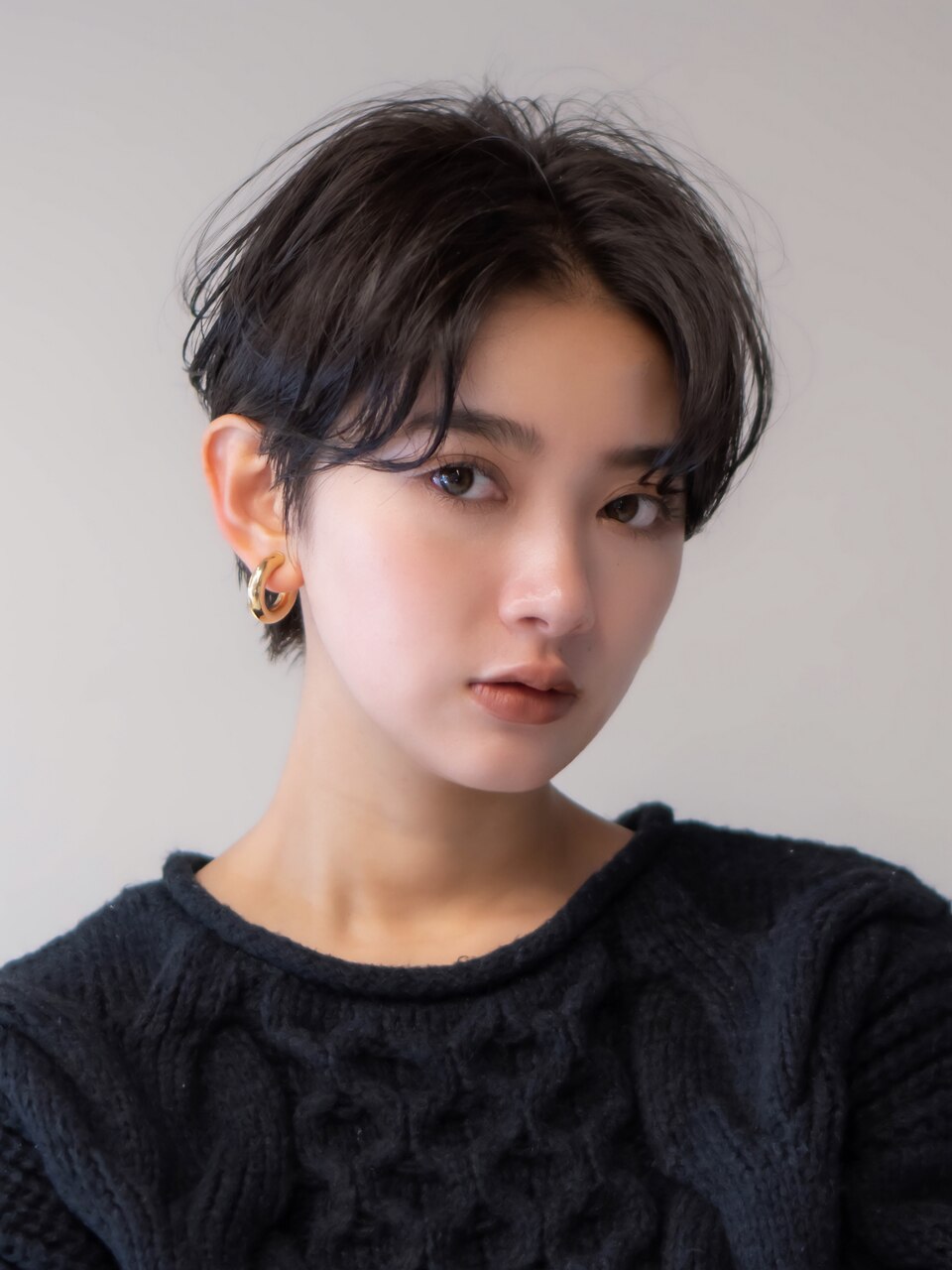 ショートボブ マッシュショートダークアッシュ 似合わせカット