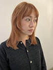 オレンジベージュケアブリーチ顔まわりレイヤー