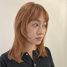 オレンジベージュケアブリーチ顔まわりレイヤー