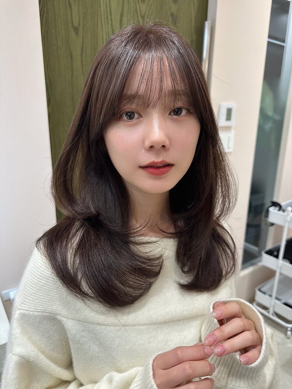 韓国ヘア レイヤーカット 韓国風レイヤー くびれ巻き くびれヘア