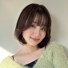 韓国顎下ボブヘア小顔顔まわりレイヤーカット暗髪ブラウンカラー