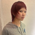 ショートウルフ モードヘア y2kレイヤー ボルドーカラー