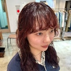 パーマ/ロングパーマ/カシスレッド/暖色カラー