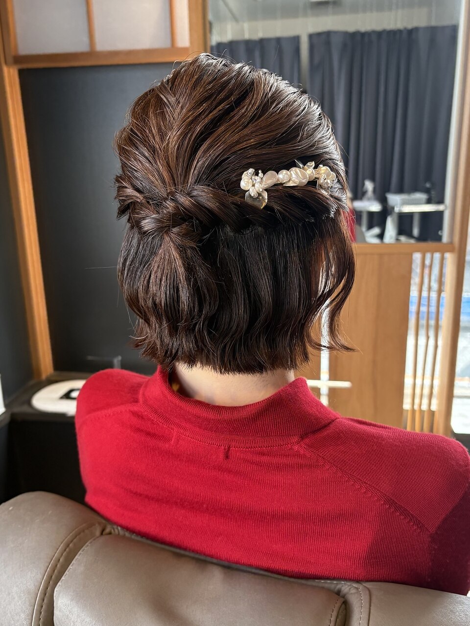 お呼ばれ　ヘアセット　ハーフアップ　辻堂