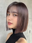 切りっぱなし外ハネボブ艶暗髪シースルーバング
