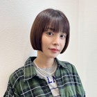 ミニボブ/切りっぱなしボブ/ワイドバング/ピンクブラウンカラー