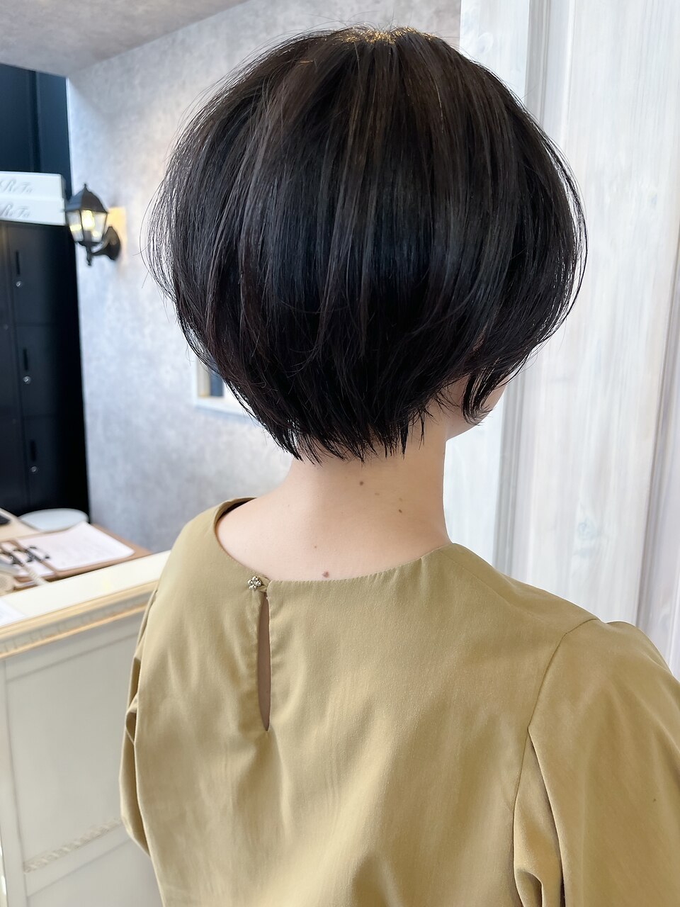福山人気美シルエットショートボブ骨格補正ダークグレージュ小顔