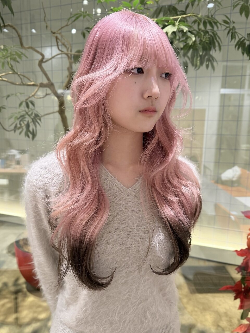 【kira】ホワイトピンク/エンドカラー/ピンクカラー