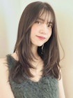 ロングレイヤー/ハッシュカット/くすみベージュ/透明感カラー