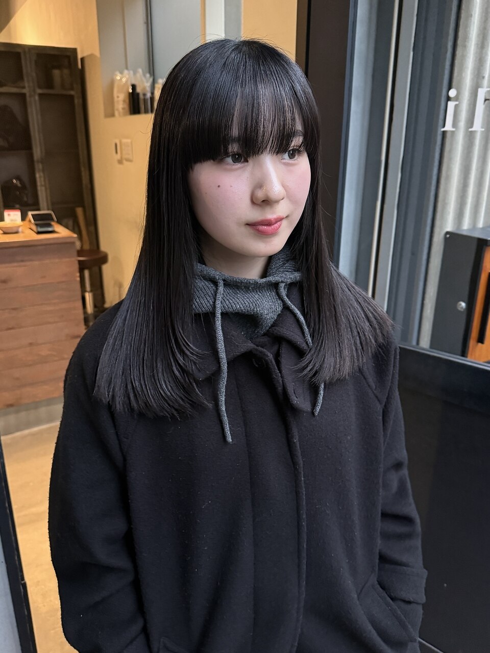 落ちる黒染めオフブラック×ワイドバング