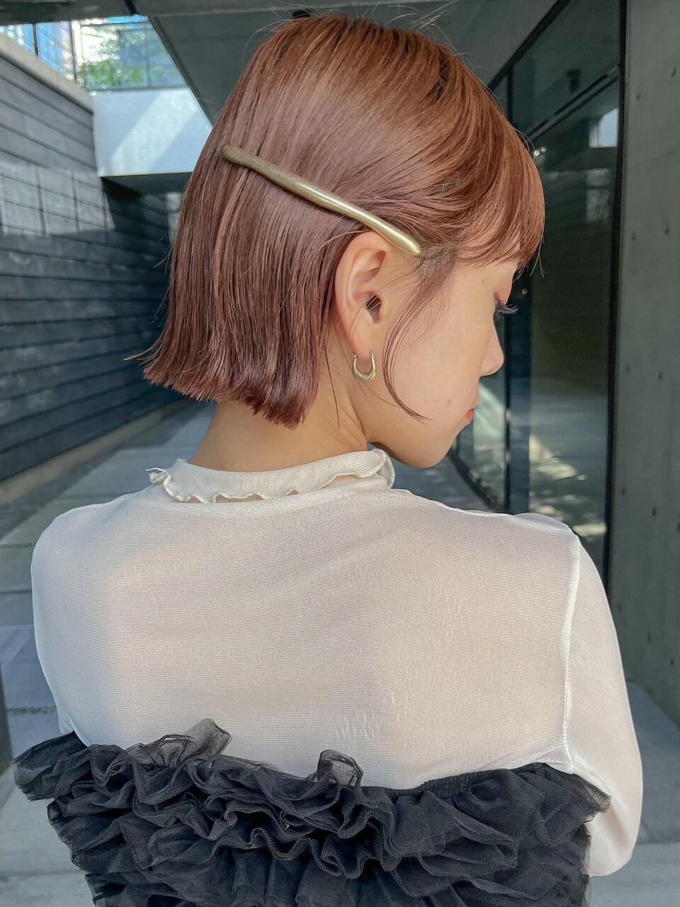 【チバ】ヘアセット　ボブアレンジ　金ピン金箔　結婚式　外ハネ