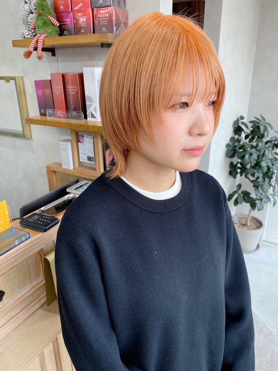 【門前仲町】似合わせカット　ウルフボブ　オレンジカラー