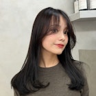 暗髪透明感グレージュカラー美髪ワンカールレイヤーミディアム