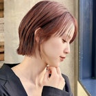 切りっぱなしボブ ピンクアッシュ カーテンバングA0122