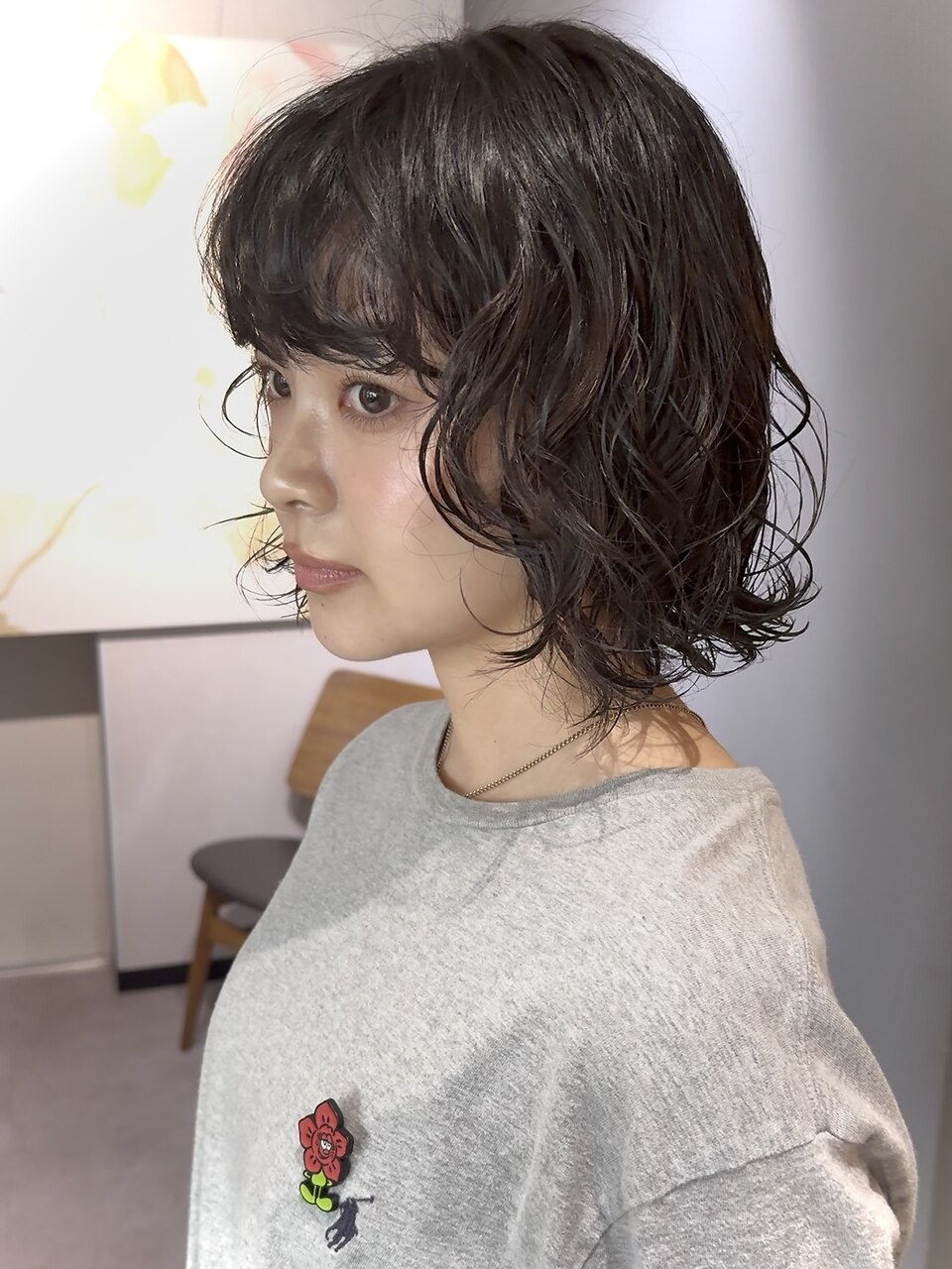 ボブパーマゆるめパーマウルフパーマミディアムパーマ銀座暗髪