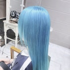原宿ハイトーン特化ターコイズブルー艶ロング