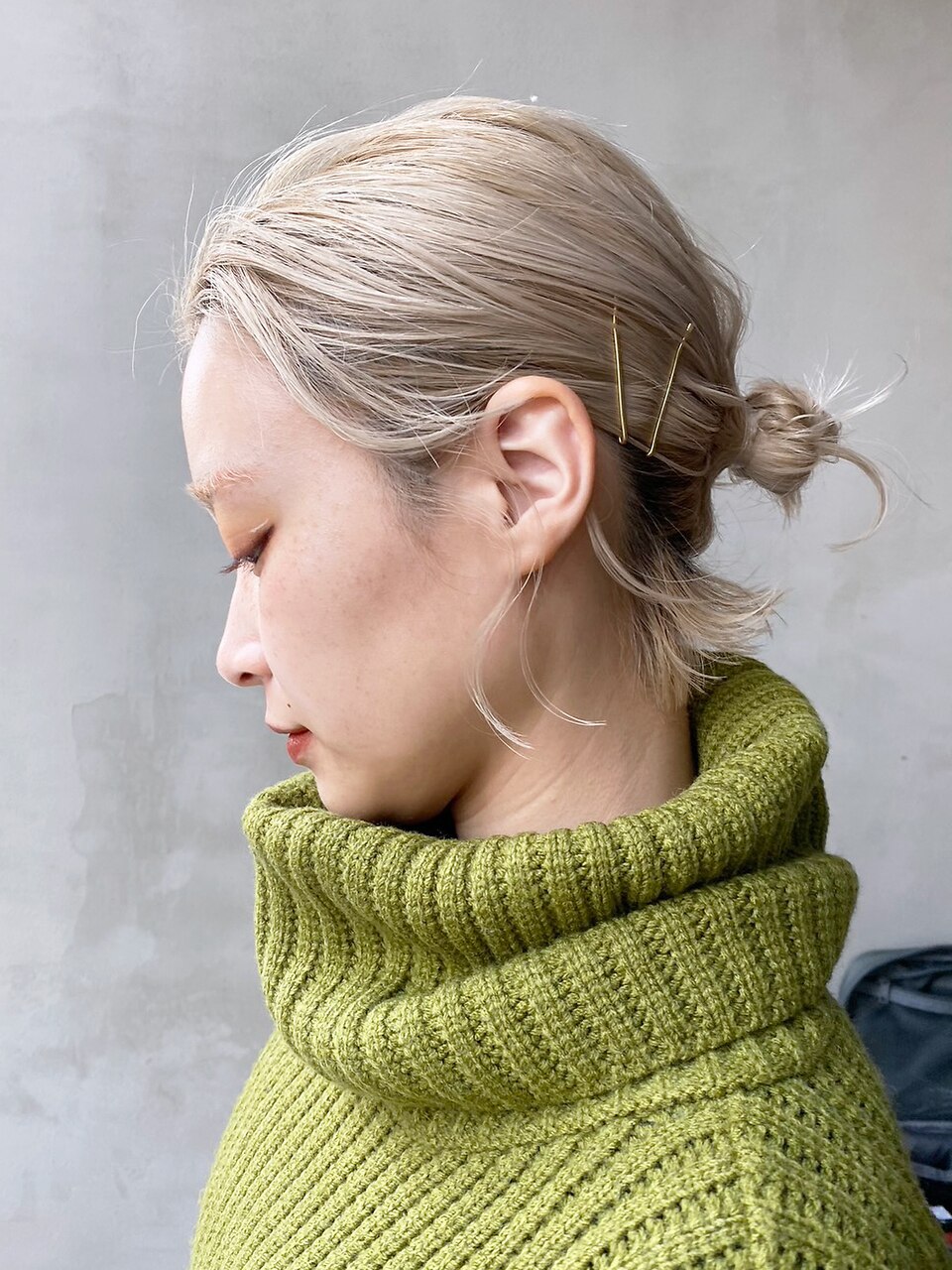 おくれ毛韓国ヘアハイトーンブロンド_F31321